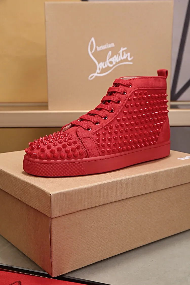 Ex-factory price 480. christian louboutin (CL red sole shoes) counter nail series, high-top casual sneakers for couples 📢 📢 📢 Exclusive hot style release 🎈🎈💪 Movable latex feet 👻 Finished outsole stitching line [satisfied] 😝Female 35-40# Male 38#-46, global supply😝 [Top version]: original imported cowhide upper, top original leather lining, original molded TPU outsole, original 1:1 detail processing, original shoe last, large quantity available from stock,